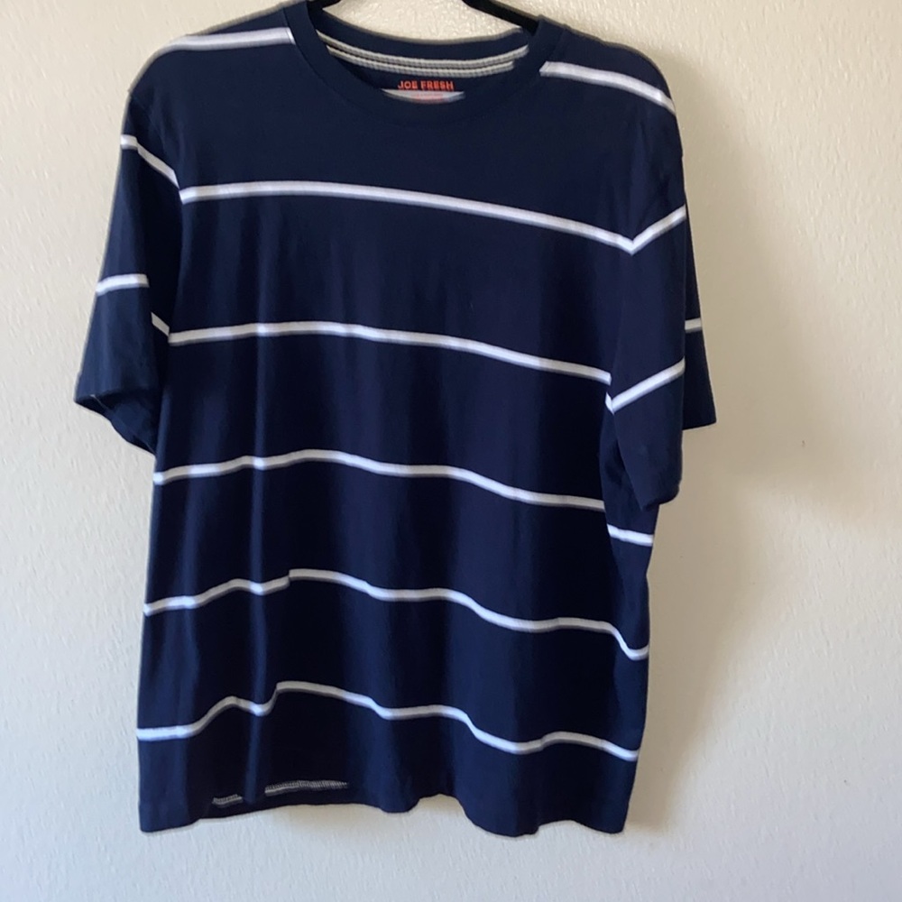 5/$10❤️❤️❤️EUC Navy Blue Striped Joe Fresh Thick Soft 100% Cotton